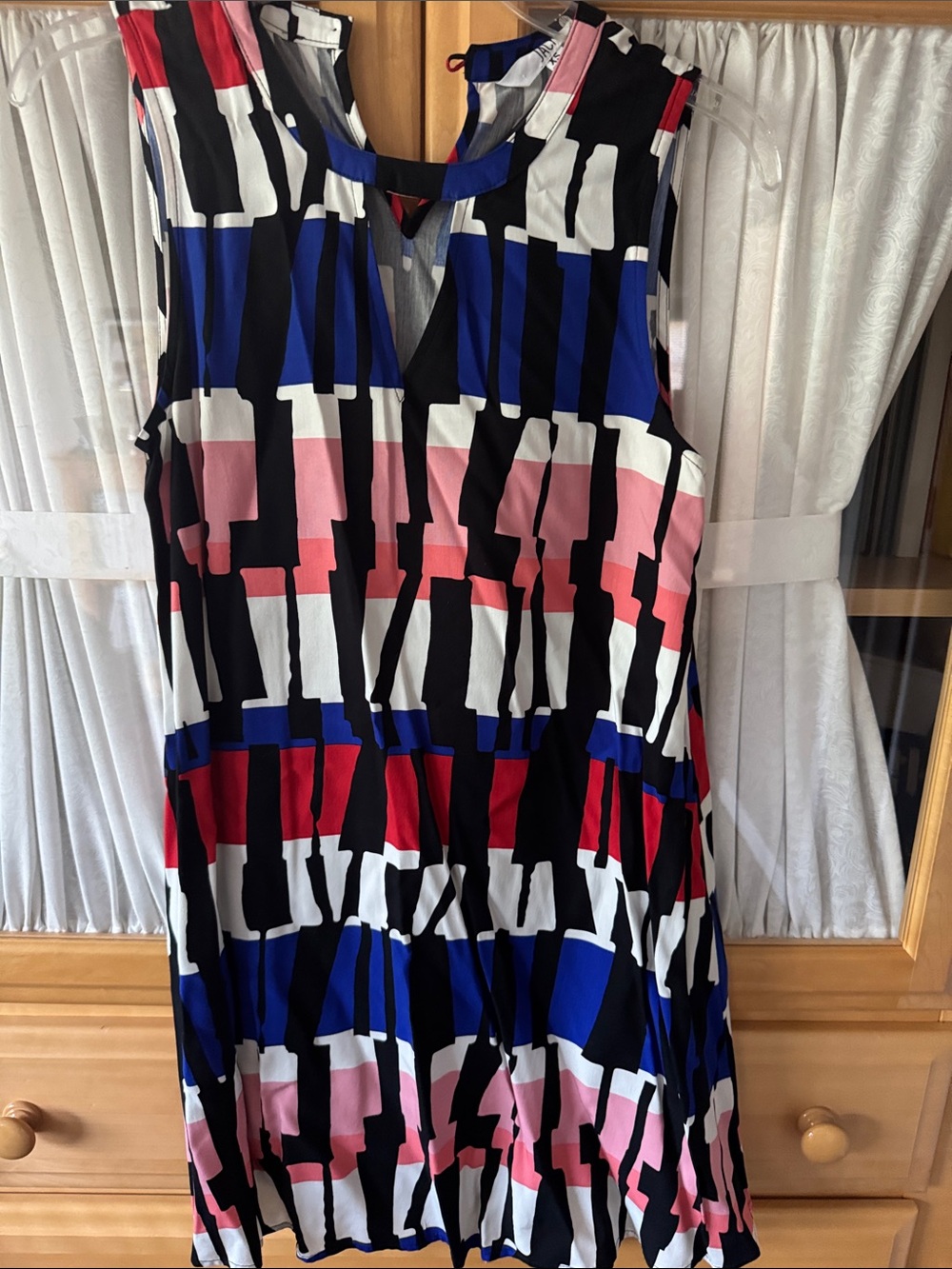 Jack by BB Dakota Geometric Midi Dress in Black, Blue, Pink, Red, White